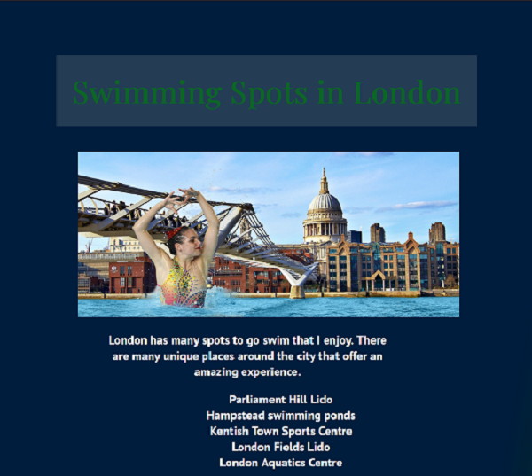 London swimming website